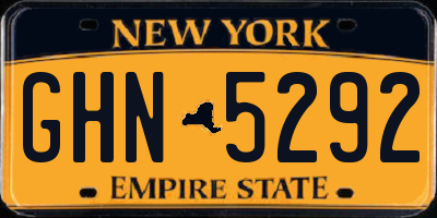 NY license plate GHN5292