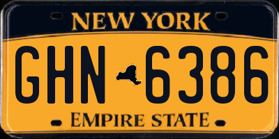 NY license plate GHN6386