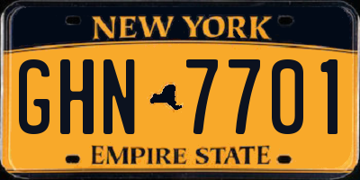 NY license plate GHN7701