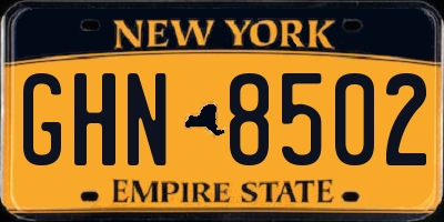 NY license plate GHN8502