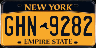 NY license plate GHN9282