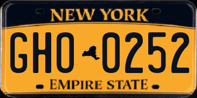 NY license plate GHO0252