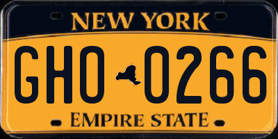 NY license plate GHO0266