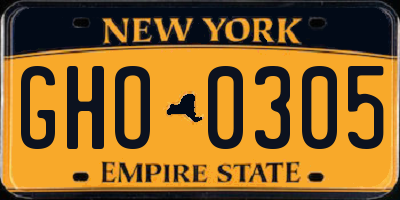 NY license plate GHO0305