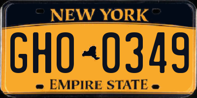 NY license plate GHO0349