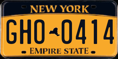 NY license plate GHO0414