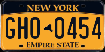 NY license plate GHO0454