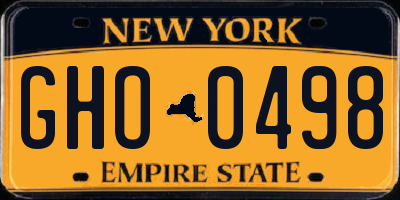 NY license plate GHO0498