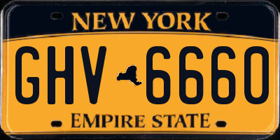 NY license plate GHV6660