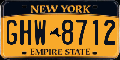 NY license plate GHW8712