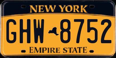 NY license plate GHW8752