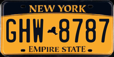 NY license plate GHW8787