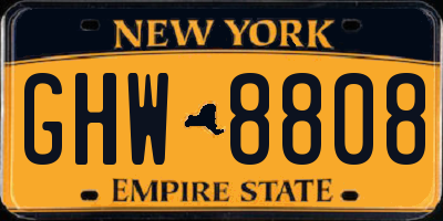 NY license plate GHW8808