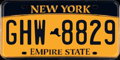 NY license plate GHW8829