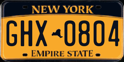 NY license plate GHX0804
