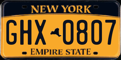 NY license plate GHX0807