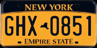 NY license plate GHX0851