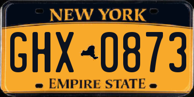 NY license plate GHX0873