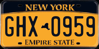 NY license plate GHX0959