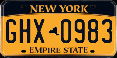 NY license plate GHX0983