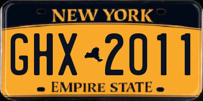 NY license plate GHX2011
