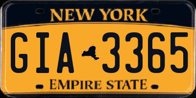 NY license plate GIA3365