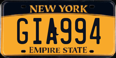 NY license plate GIA994