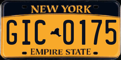 NY license plate GIC0175