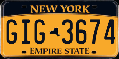 NY license plate GIG3674