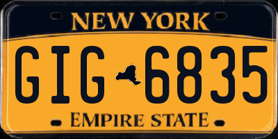 NY license plate GIG6835