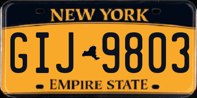 NY license plate GIJ9803
