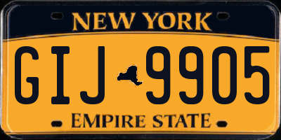NY license plate GIJ9905