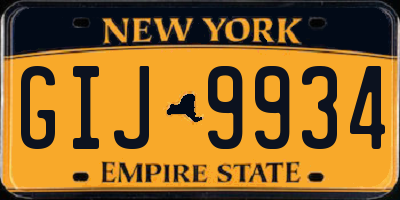 NY license plate GIJ9934