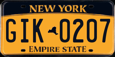 NY license plate GIK0207