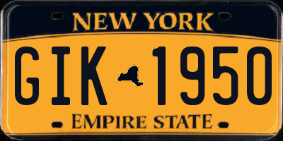NY license plate GIK1950