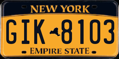 NY license plate GIK8103