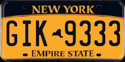 NY license plate GIK9333