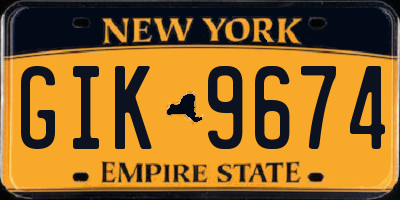 NY license plate GIK9674