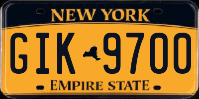 NY license plate GIK9700
