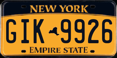 NY license plate GIK9926