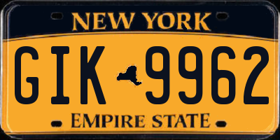 NY license plate GIK9962