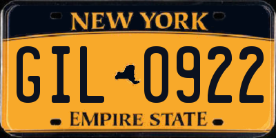 NY license plate GIL0922