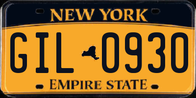 NY license plate GIL0930