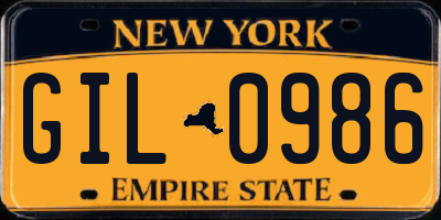 NY license plate GIL0986