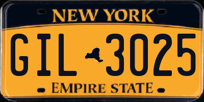 NY license plate GIL3025