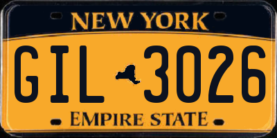 NY license plate GIL3026