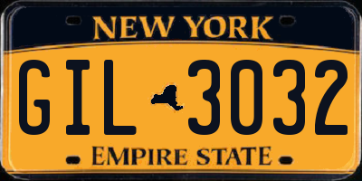 NY license plate GIL3032