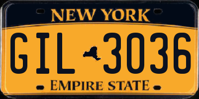NY license plate GIL3036