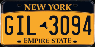 NY license plate GIL3094
