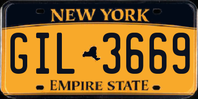 NY license plate GIL3669